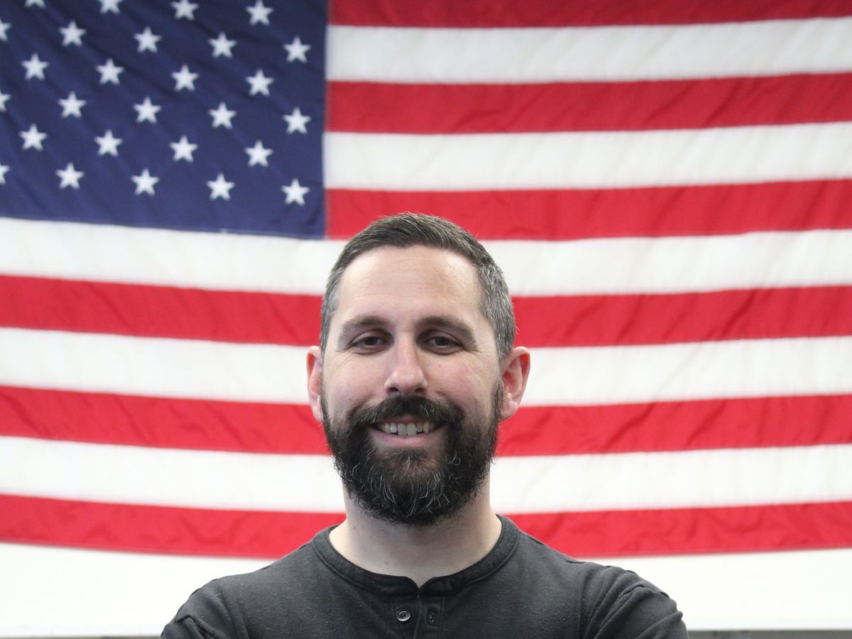Owner Alex Van Drie, a US Army veteran, in the Titan Works shop